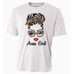 Aries Girl Woman Face Leopard Bandana Wink Eye Cooling Performance Crew T-Shirt