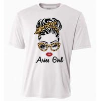 Aries Girl Woman Face Leopard Bandana Wink Eye Cooling Performance Crew T-Shirt