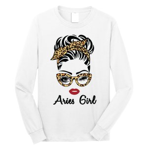 Aries Girl Woman Face Leopard Bandana Wink Eye Long Sleeve Shirt