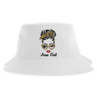 Aries Girl Woman Face Leopard Bandana Wink Eye Sustainable Bucket Hat