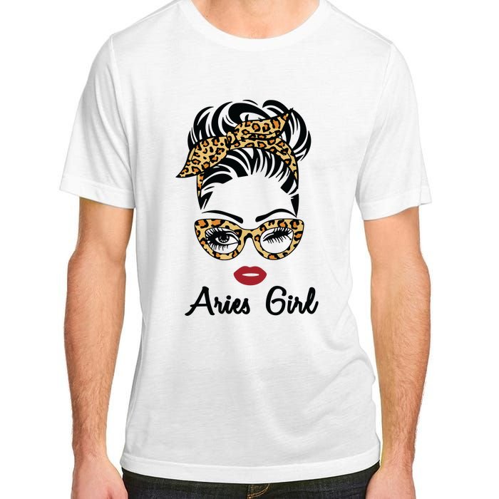 Aries Girl Woman Face Leopard Bandana Wink Eye Adult ChromaSoft Performance T-Shirt