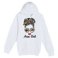 Aries Girl Woman Face Leopard Bandana Wink Eye Premium Pullover Hoodie