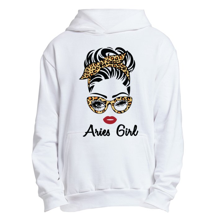 Aries Girl Woman Face Leopard Bandana Wink Eye Urban Pullover Hoodie