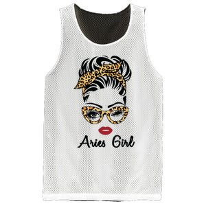 Aries Girl Woman Face Leopard Bandana Wink Eye Mesh Reversible Basketball Jersey Tank