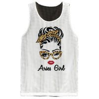 Aries Girl Woman Face Leopard Bandana Wink Eye Mesh Reversible Basketball Jersey Tank