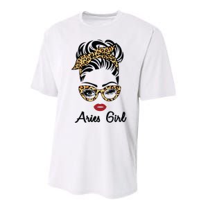 Aries Girl Woman Face Leopard Bandana Wink Eye Performance Sprint T-Shirt