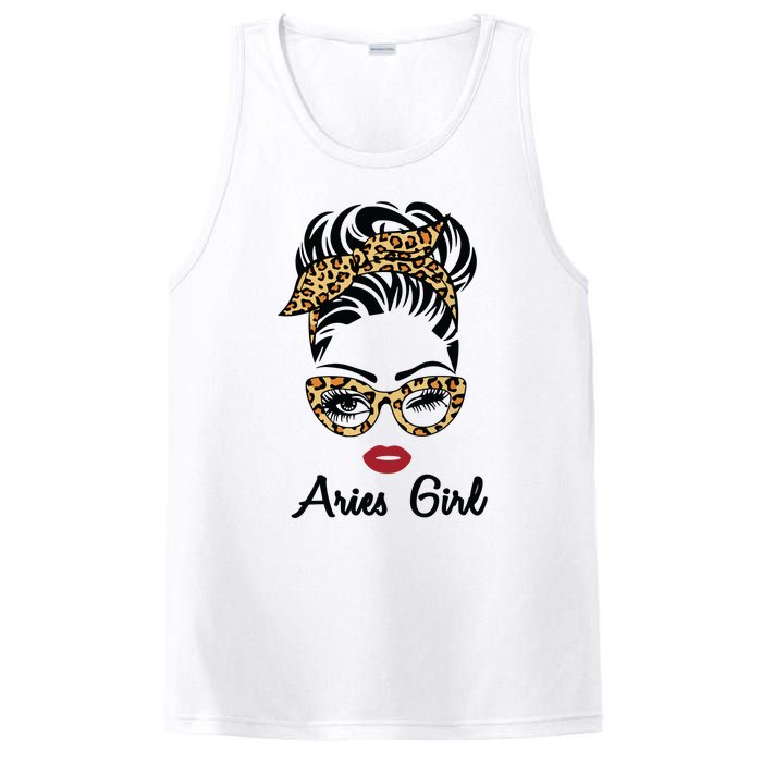 Aries Girl Woman Face Leopard Bandana Wink Eye PosiCharge Competitor Tank