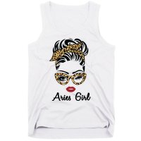 Aries Girl Woman Face Leopard Bandana Wink Eye Tank Top