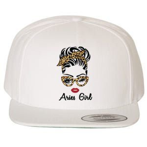 Aries Girl Woman Face Leopard Bandana Wink Eye Wool Snapback Cap