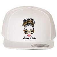 Aries Girl Woman Face Leopard Bandana Wink Eye Wool Snapback Cap