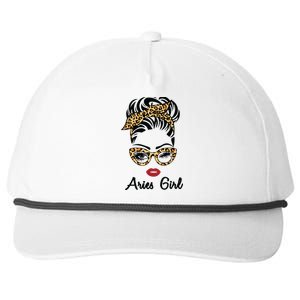 Aries Girl Woman Face Leopard Bandana Wink Eye Snapback Five-Panel Rope Hat