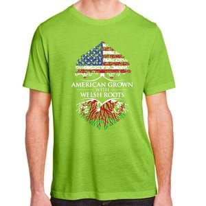 American Grown With Welsh Roots Heart Tree Flag Retro Funny Gift Adult ChromaSoft Performance T-Shirt