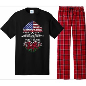 American Grown With Welsh Roots Heart Tree Flag Retro Funny Gift Pajama Set