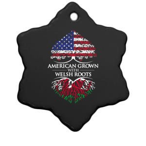 American Grown With Welsh Roots Heart Tree Flag Retro Funny Gift Ceramic Star Ornament