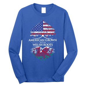 American Grown With Welsh Roots Heart Tree Flag Retro Funny Gift Long Sleeve Shirt