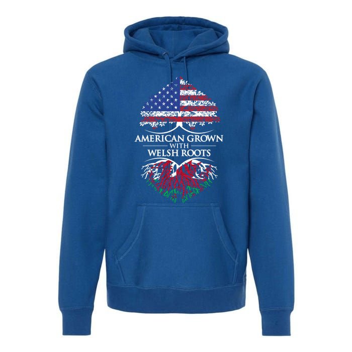 American Grown With Welsh Roots Heart Tree Flag Retro Funny Gift Premium Hoodie