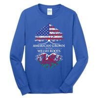 American Grown With Welsh Roots Heart Tree Flag Retro Funny Gift Tall Long Sleeve T-Shirt