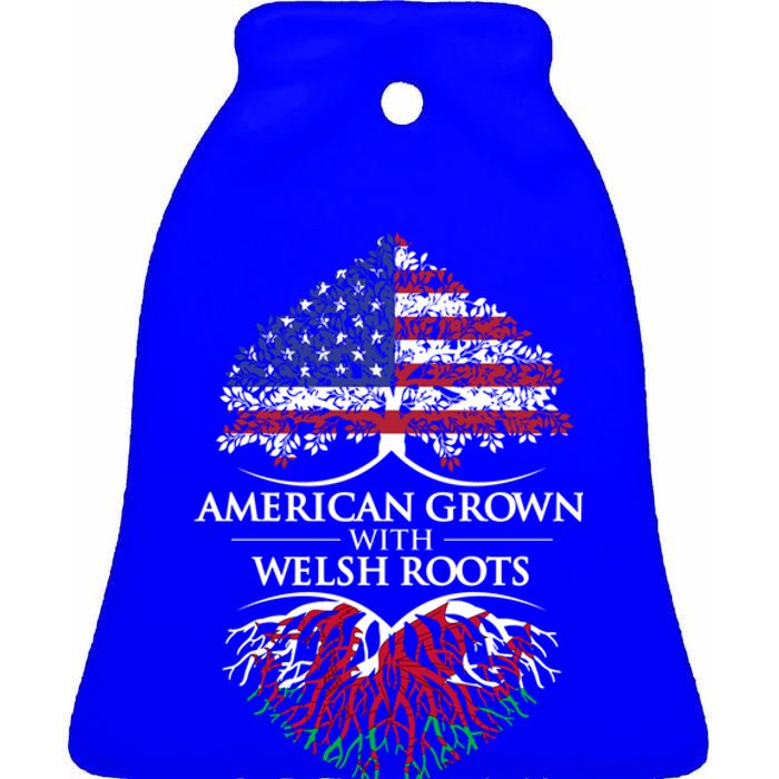 American Grown With Welsh Roots Heart Tree Flag Retro Funny Gift Ceramic Bell Ornament