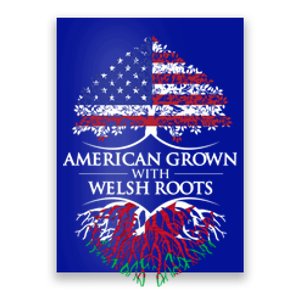 American Grown With Welsh Roots Heart Tree Flag Retro Funny Gift Poster