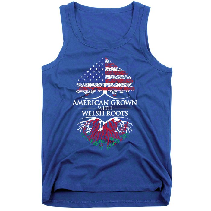 American Grown With Welsh Roots Heart Tree Flag Retro Funny Gift Tank Top