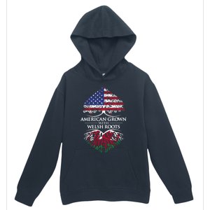 American Grown With Welsh Roots Heart Tree Flag Retro Funny Gift Urban Pullover Hoodie