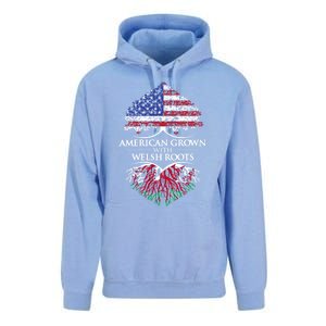 American Grown With Welsh Roots Heart Tree Flag Retro Funny Gift Unisex Surf Hoodie