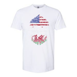 American Grown With Welsh Roots Heart Tree Flag Retro Funny Gift Softstyle CVC T-Shirt