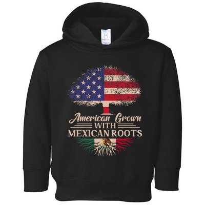 American Grown With Mexican Roots Half American Flag Mexican Toddler Hoodie