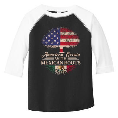 American Grown With Mexican Roots Half American Flag Mexican Toddler Fine Jersey T-Shirt