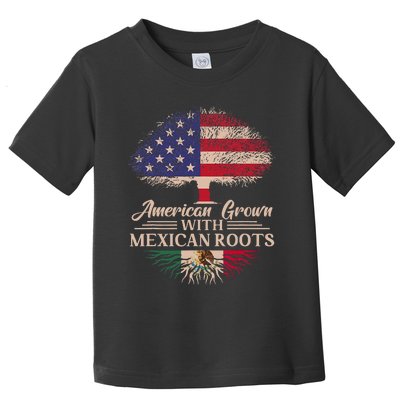 American Grown With Mexican Roots Half American Flag Mexican Toddler T-Shirt