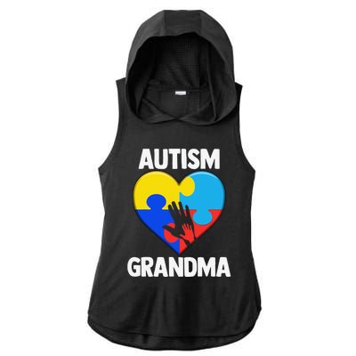 Autism Grandmas Women Grandma Autism Gift Ladies PosiCharge Tri-Blend Wicking Draft Hoodie Tank