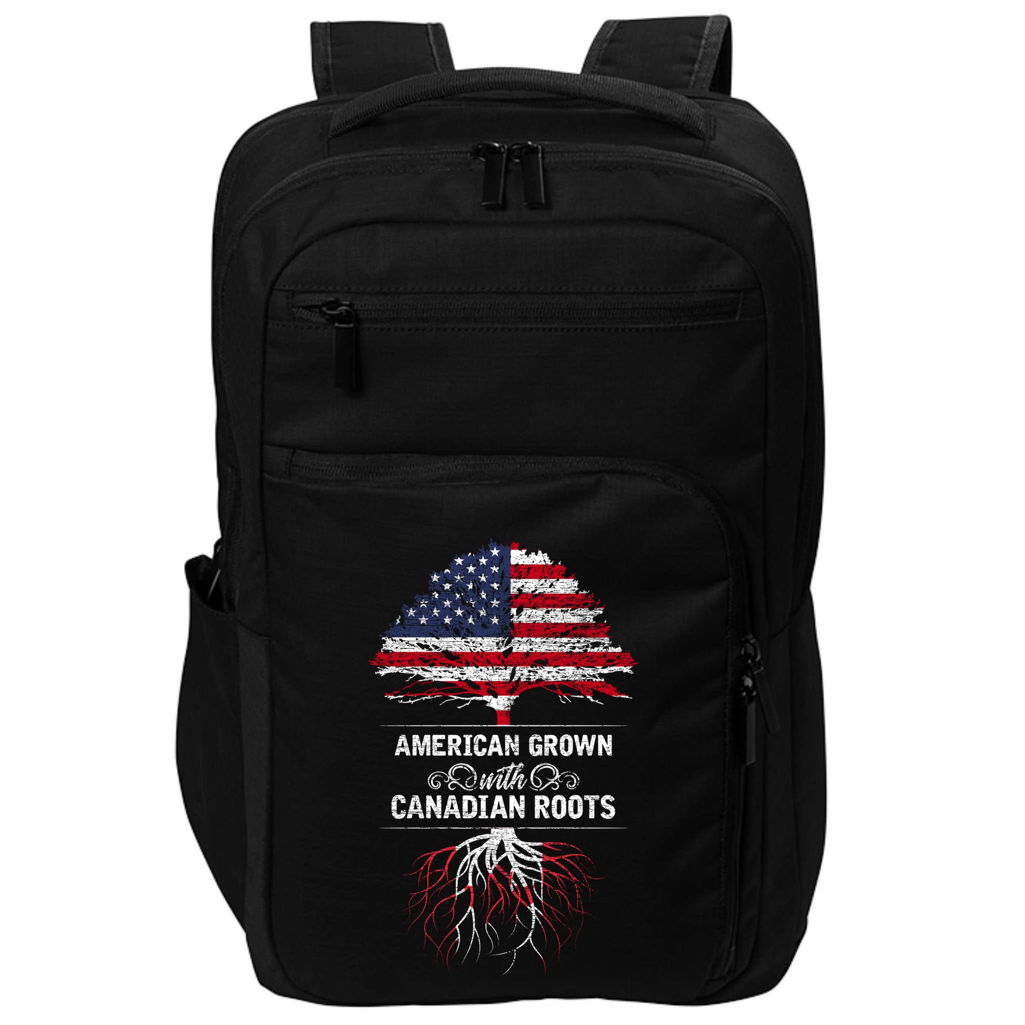 American Grown With Canadian Roots Canada Gift Impact Tech Backpack