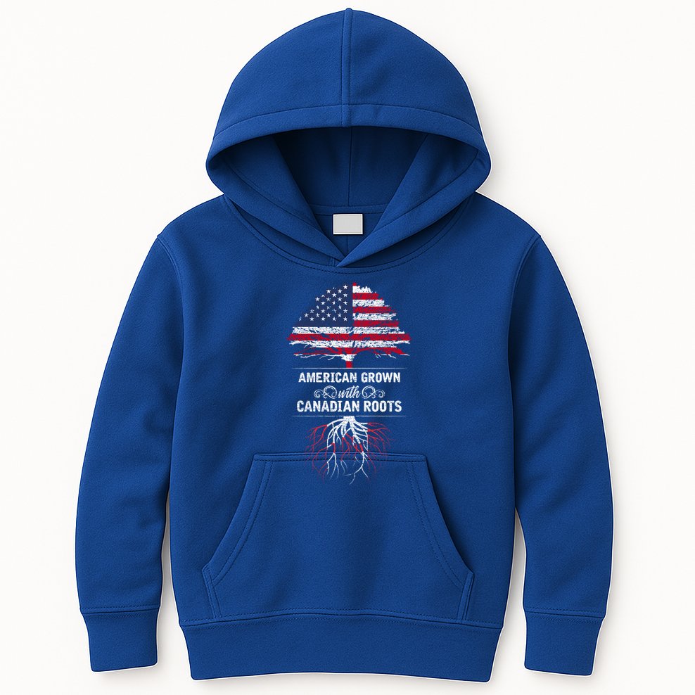American Grown With Canadian Roots Canada Gift Kids Hoodie