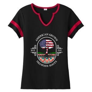 American Grown With Shawnee Tribe Roots Native Indian Pride Cool Gift Ladies Halftime Notch Neck Tee