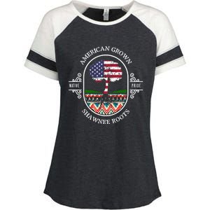 American Grown With Shawnee Tribe Roots Native Indian Pride Cool Gift Enza Ladies Jersey Colorblock Tee