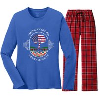 American Grown With Shawnee Tribe Roots Native Indian Pride Cool Gift Women's Long Sleeve Flannel Pajama Set 