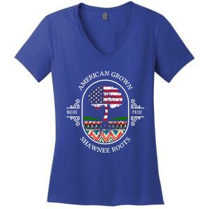 American Grown With Shawnee Tribe Roots Native Indian Pride Cool Gift Women's V-Neck T-Shirt