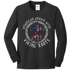 American Grown With Viking Roots Viking Kids Long Sleeve Shirt