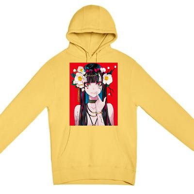 Anime Girl Waifu Japanese Aesthetic Kawaii Otaku Weeb Premium Pullover Hoodie