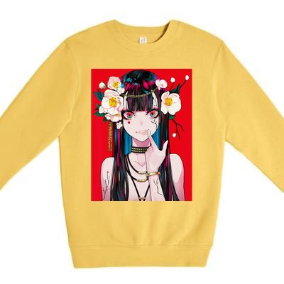 Anime Girl Waifu Japanese Aesthetic Kawaii Otaku Weeb Premium Crewneck Sweatshirt