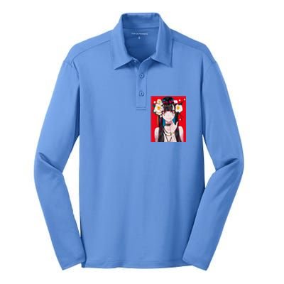 Anime Girl Waifu Japanese Aesthetic Kawaii Otaku Weeb Silk Touch Performance Long Sleeve Polo