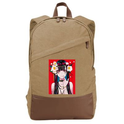 Anime Girl Waifu Japanese Aesthetic Kawaii Otaku Weeb Cotton Canvas Backpack