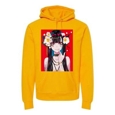 Anime Girl Waifu Japanese Aesthetic Kawaii Otaku Weeb Premium Hoodie