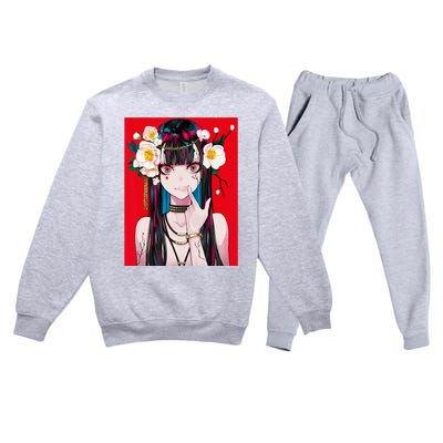 Anime Girl Waifu Japanese Aesthetic Kawaii Otaku Weeb Premium Crewneck Sweatsuit Set