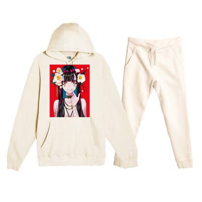 Anime Girl Waifu Japanese Aesthetic Kawaii Otaku Weeb Premium Hooded Sweatsuit Set