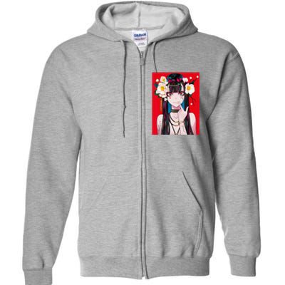 Anime Girl Waifu Japanese Aesthetic Kawaii Otaku Weeb Full Zip Hoodie