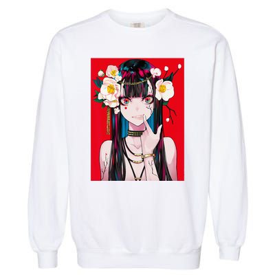 Anime Girl Waifu Japanese Aesthetic Kawaii Otaku Weeb Garment-Dyed Sweatshirt