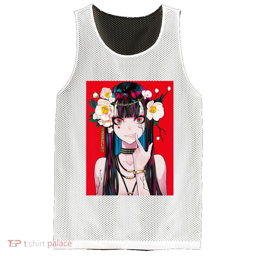 Anime Girl Waifu Japanese Aesthetic Kawaii Otaku Weeb Mesh Reversible Basketball Jersey Tank