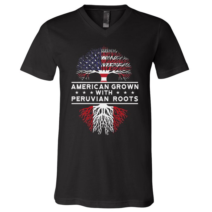 American Grown With Peruvian Roots Peru V-Neck T-Shirt