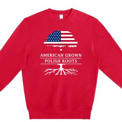 American Grown With Polish Roots Gift Poland Gift Premium Crewneck Sweatshirt